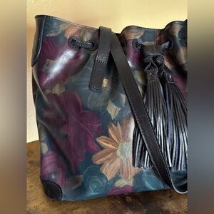 Patricia Nash Floral Leather Tote Bag Peruvian Painting Print